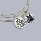 Chloe Photo Bangle Bracelet with Pet Charms - Photo Jewelry & Pet Memorial Jewelry