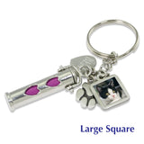 Heart pet ashes urn keychain with charms and engraved name