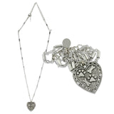 Paw Prints and Bones Heart Crystal Necklace