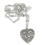 Paw Prints and Bones Heart Crystal Necklace