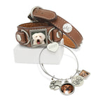 pet memorial bracelet, photo bangle bracelet, matching dog collar and bracelet