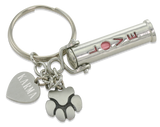 Pet Cremation Urn Keychain LOVE with Paw Print Charm and Personalization