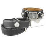 Paw Print Leather Cuff Bracelet and Collar Combo