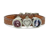 pet memorial photo jewelry, leather bracelet with charms, dog bracelet