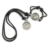 paracord dog necklace and matching dog bracelet with paw print