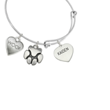 "Woof & Paw" Pet Charm Wire Bangle Bracelet | Sadie Custom Charm Bracelet - Customer's Product with price 35.00 ID j5LpbB65OugjV0KYA25dPBc7