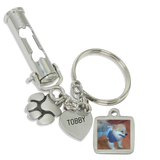 DOG BONE Pet Ashes Urn Keychain With Picture Charm, Paw Print Charm and Engraving - Customer's Product with price 57.00 ID U_2oY4HIqofPvSPN3sSoY9sU