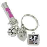 DOG BONE Pet Ashes Urn Keychain With Picture Charm, Paw Print Charm and Engraving - Customer's Product with price 67.00 ID QXbzbaiukjGtzvCnOH__eUDH